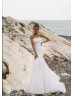 Strapless White Pleated Organza Dreamy Wedding Dress